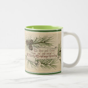 Em Dois Tons Copo da caneca de café da cena do natal vintage