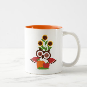 Em Dois Tons Copo da caneca de café do design da coruja