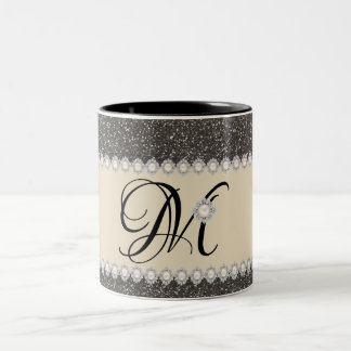 Em Dois Tons Decorando a caneca de café feminino do monograma
