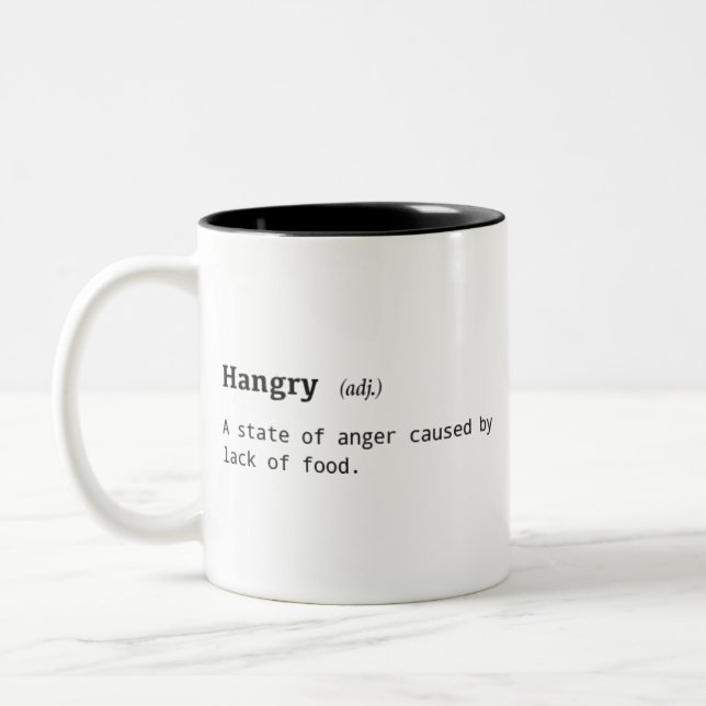 Em Dois Tons Definição engraçada da caneca de café de Hangry (Esquerda)