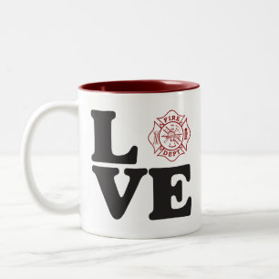 Em Dois Tons Departamento "AMOR" do fogo caneca de café de doi