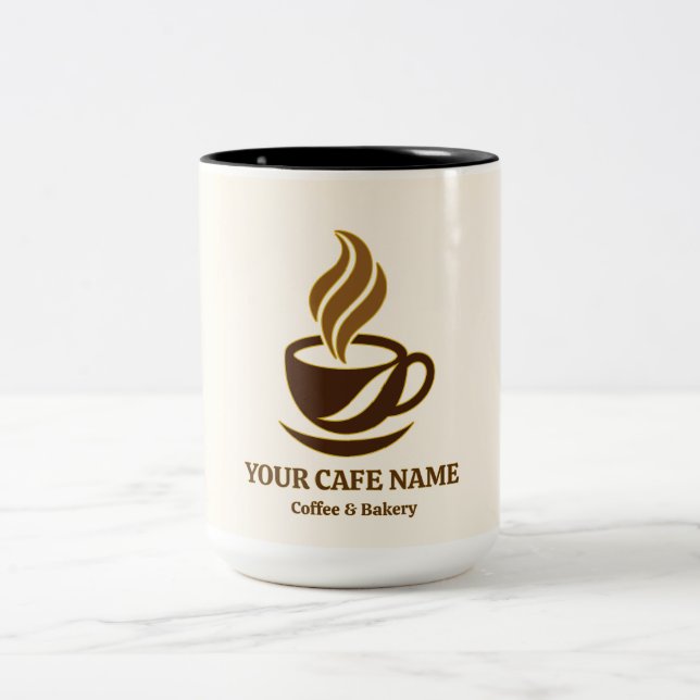 Em Dois Tons Design de Caneca de Abertura de Café Editável (Centro)