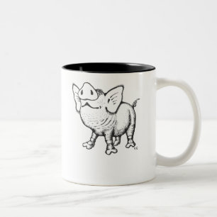 Em Dois Tons Design engraçado da caneca de café do porco