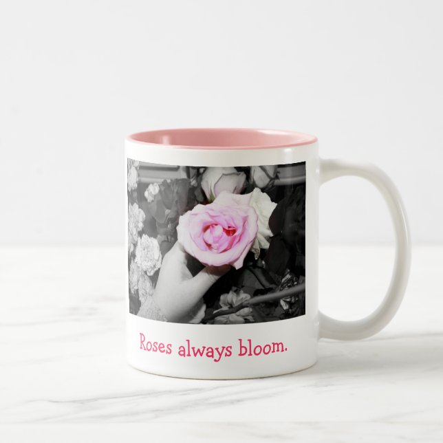 Em Dois Tons Dos rosas caneca de café da flor sempre (Direita)