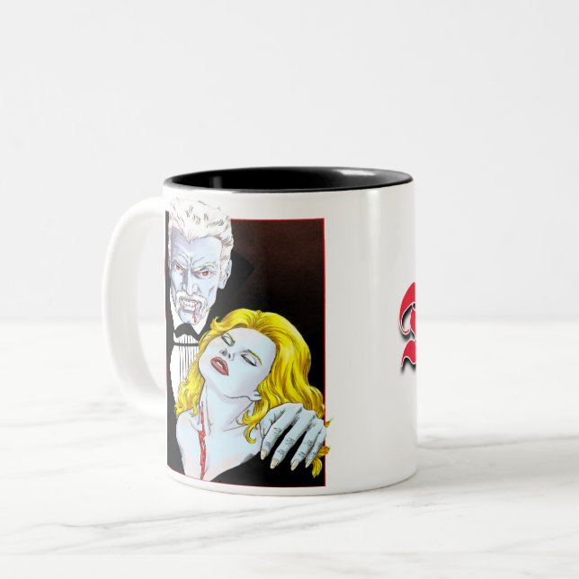 Em Dois Tons Drácula V1 - caneca de café design (Frente Esquerda)