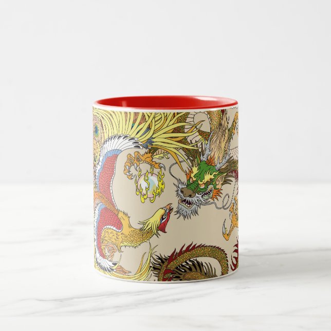 Em Dois Tons Dragão chinês e caneca de café com duas tonalidade (Centro)