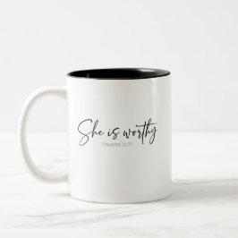 Em Dois Tons Ela é Digna | Provérbios 31 Caneca de Café