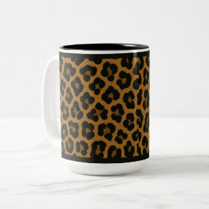 EM DOIS TONS "ESTAMPA DE LEOPARDO" - CANECA DE CAFÉ DE 15 OZ.