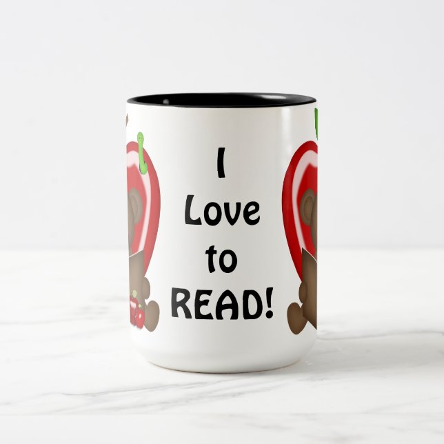 Em Dois Tons Eu amo ler a caneca de café (Centro)