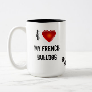 Em Dois Tons eu amo minha caneca de café do buldogue francês