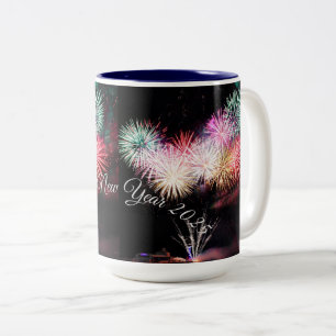 Em Dois Tons Feliz ano novo Caneca de café Two-Tone 2025