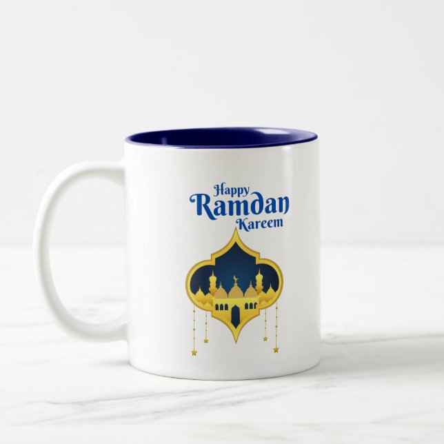 Em Dois Tons Feliz Ramadan Kareem 2022 Caneca de Café (Esquerda)