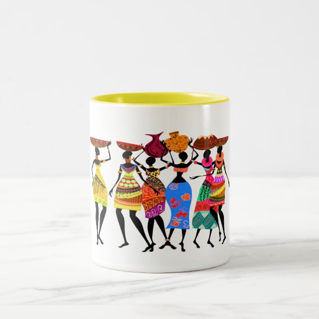 Em Dois Tons Festa Africana • Caneca de Café com Duas Cores (Centro)