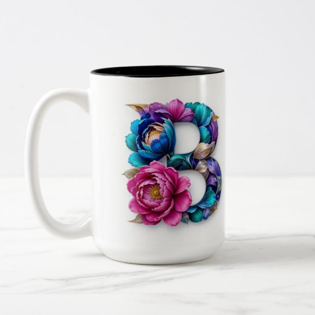 Em Dois Tons Flor B - caneca de café (Esquerda)