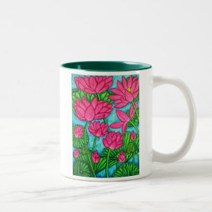 Em Dois Tons Floral Funky - caneca de café de Lotus