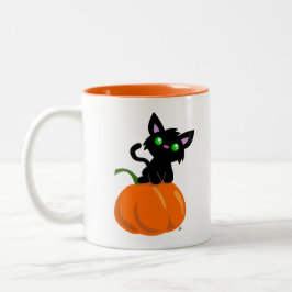 Em Dois Tons Gato numa caneca de café
