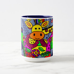 Em Dois Tons Girafa legal na caneca de café do jardim
