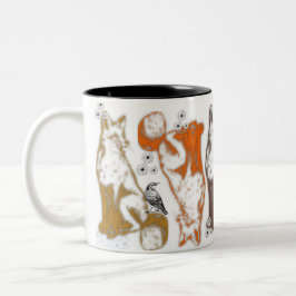 Em Dois Tons Gráficos do tema da caneca de café Fox e amigos
