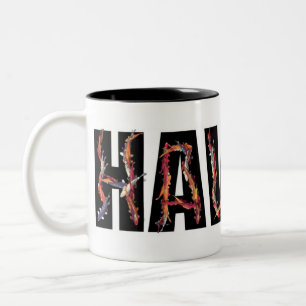 Em Dois Tons Hawaii koi fish caneca escura de café