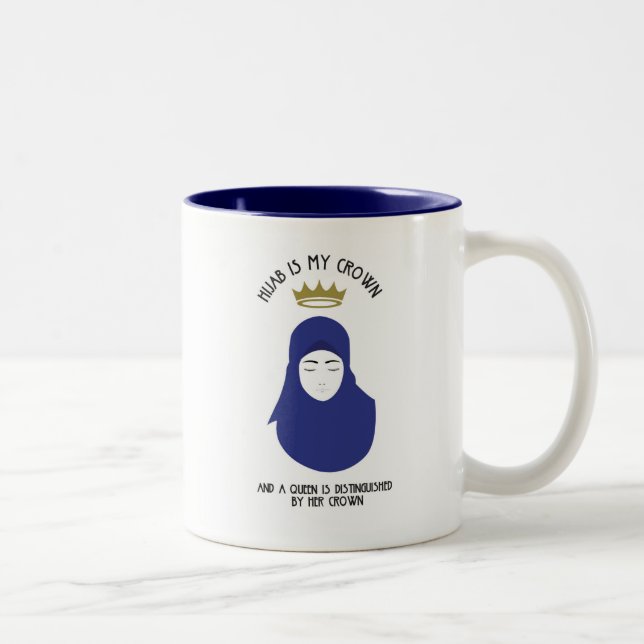 Em Dois Tons Hijab é minha coroa - caneca de café AZUL (Direita)