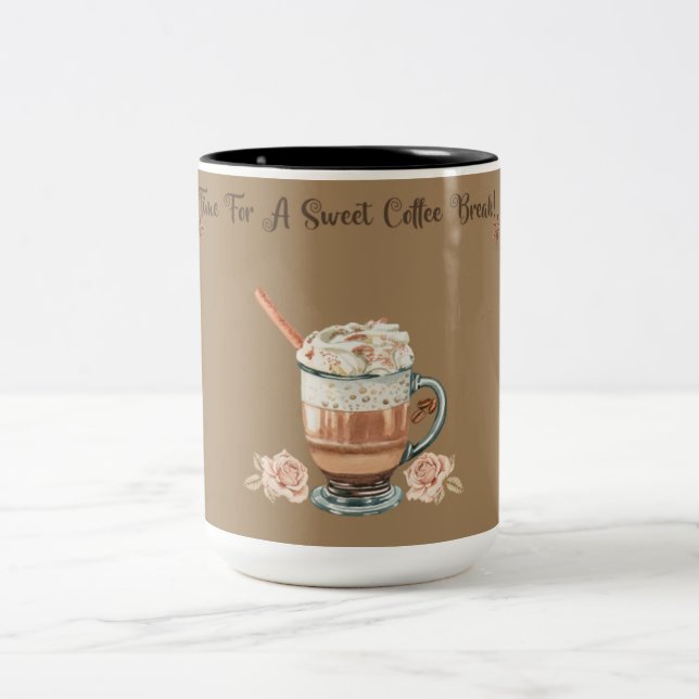 Em Dois Tons HORA DE UM CAFÉ DOCINHO Two-Tone CANECA DE CAFÉ (Centro)