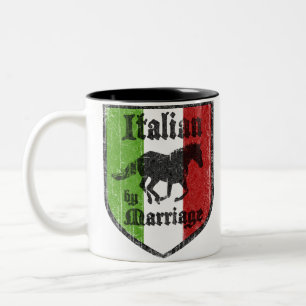 Em Dois Tons Italiano pela caneca de café do casamento