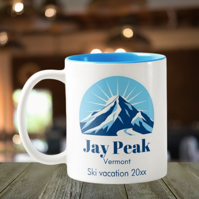 Em Dois Tons Jay Peak Vermont USA caneca de café (Criador carregado)