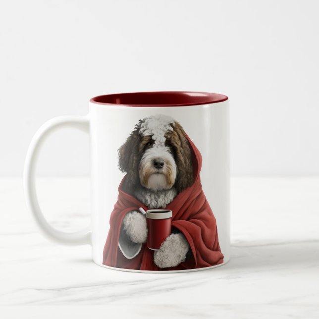 Em Dois Tons Labradoodle, dourada, caneca de café berneodle (Esquerda)