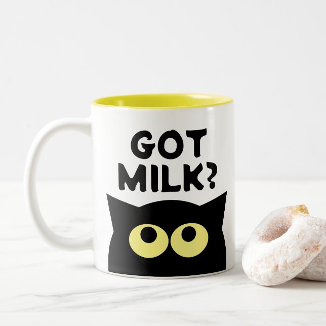 Em Dois Tons Leite de Gato? presente de caneca de café de gato  (Com Donut)