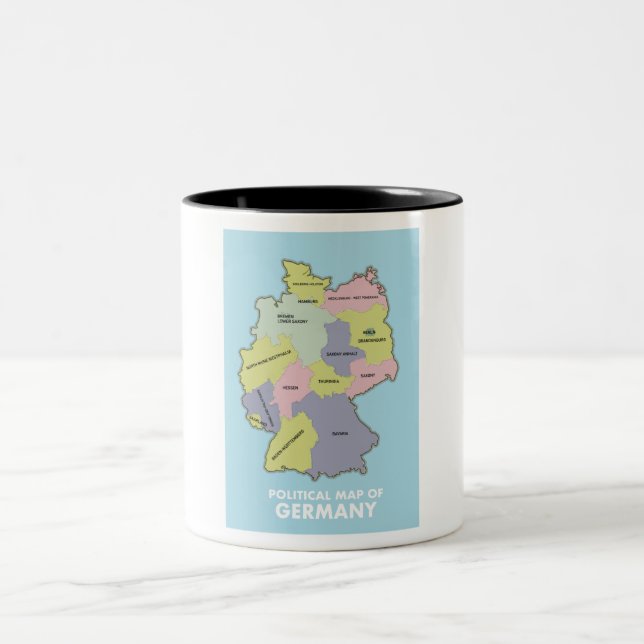 Em Dois Tons Mapa político da Alemanha Caneca de Café Gigante (Centro)
