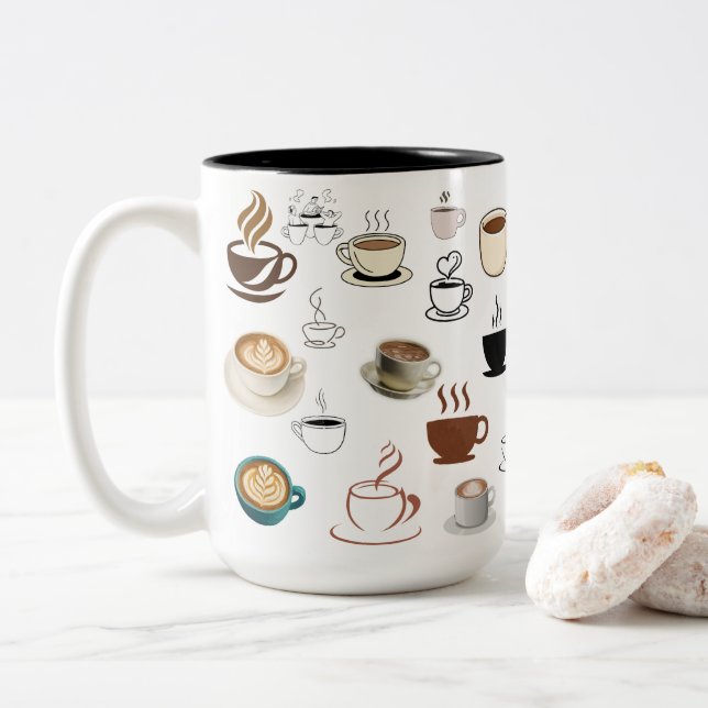Em Dois Tons Mas Primeiro, Caneca de Café | Cerâmica Divertida  (Com Donut)