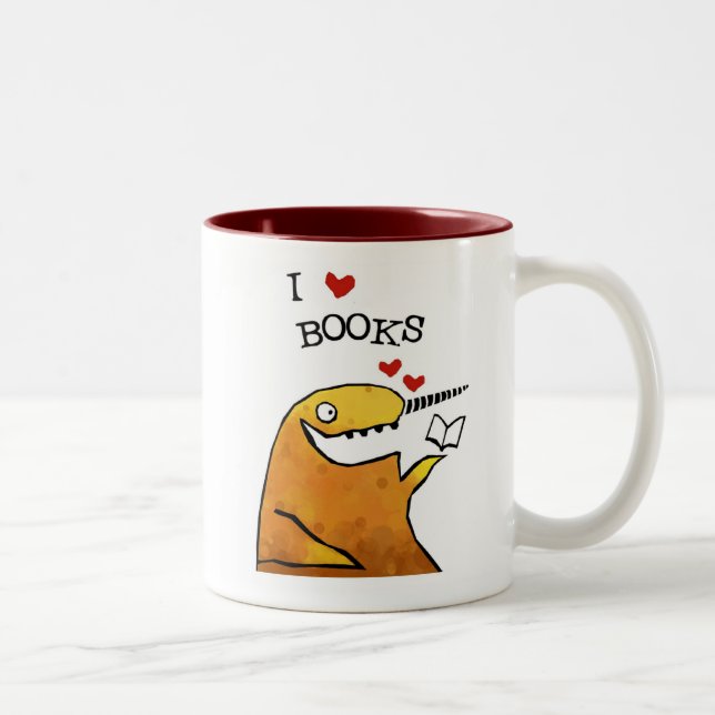 Em Dois Tons Mim livros do coração - caneca de café narwhal (Direita)