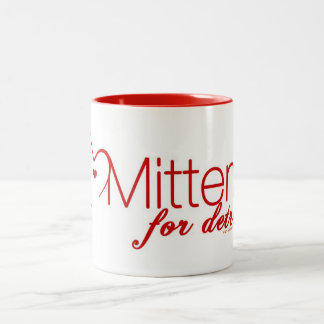 Em Dois Tons Mitenes para a caneca de café do logotipo de