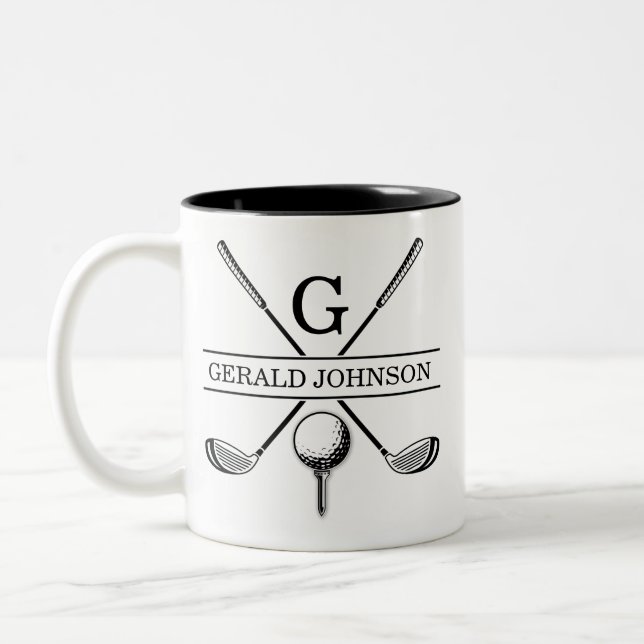 Em Dois Tons Modelo de Caneca de Café com Monograma de Design d (Esquerda)