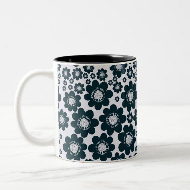 Em Dois Tons Molho de flor escura vítrea caneca de café (Esquerda)