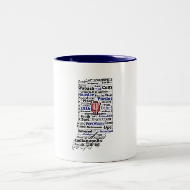 Em Dois Tons Na nuvem de palavras (V1 Azul) caneca de café (Centro)