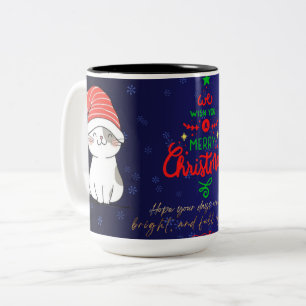 Em Dois Tons Natal Felino Caneca de Café engraçada