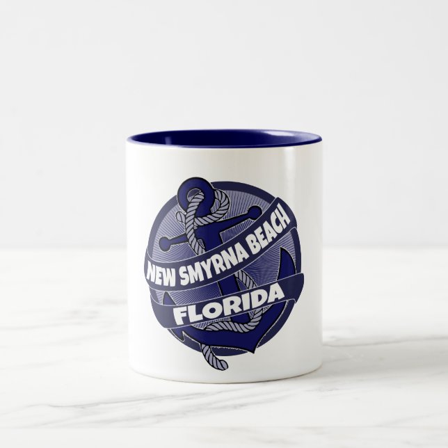 Em Dois Tons Nova praia de Smyrna Flórida, caneca de café com â (Centro)