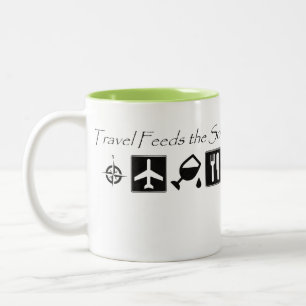 Em Dois Tons O viagem alimenta a alma - caneca de café