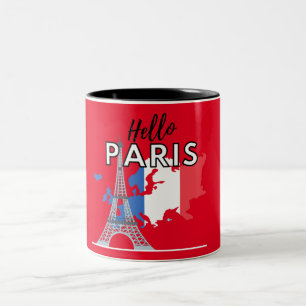 Em Dois Tons Olá Caneca de Café Paris Two-Tone