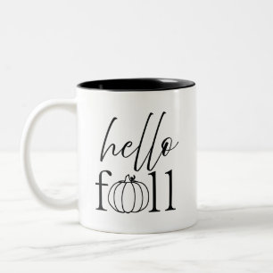 Em Dois Tons olá outono Caneca de Café Preto e Branco