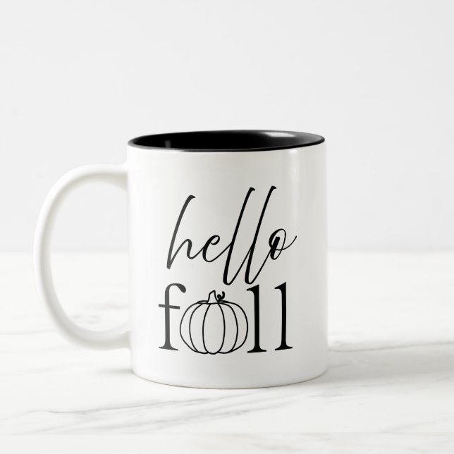 Em Dois Tons olá outono Caneca de Café Preto e Branco (Esquerda)