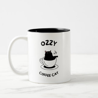 Em Dois Tons Ozzy, a caneca de café de gato preto - Víblias de 