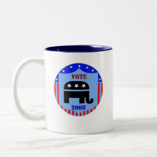 EM DOIS TONS POLÍTICA DA CANECA DE CAFÉ DO REPUBLICANO DO VOT