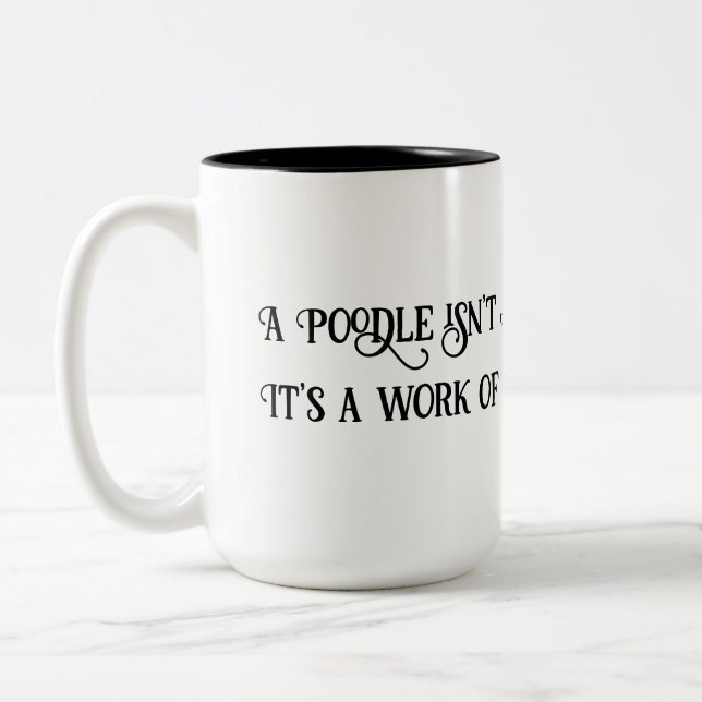 Em Dois Tons Poodle branco/preto de 15oz é caneca de café de tr (Esquerda)