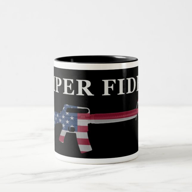 Em Dois Tons Preto da caneca de café de Semper Fidelis M16 (Centro)
