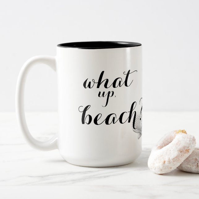Em Dois Tons Que caneca de café ascendente da praia (Com Donut)