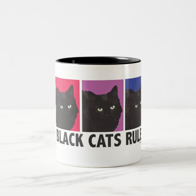 Em Dois Tons REGRA dos gatos pretos! Caneca de café (Centro)