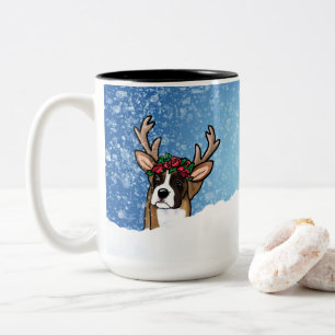 Em Dois Tons Rena Boxer de Natal Caneca de Café de Duas Cores M
