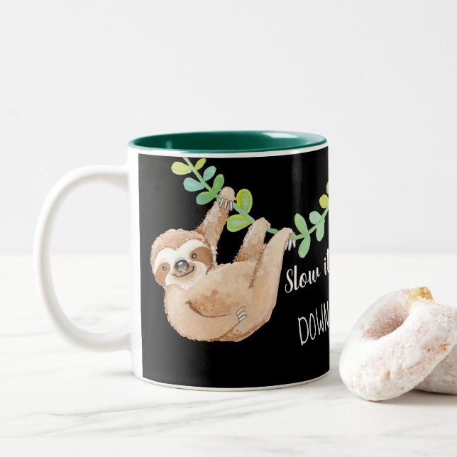 Em Dois Tons Retarde-o para baixo caneca de café da preguiça (Com Donut)